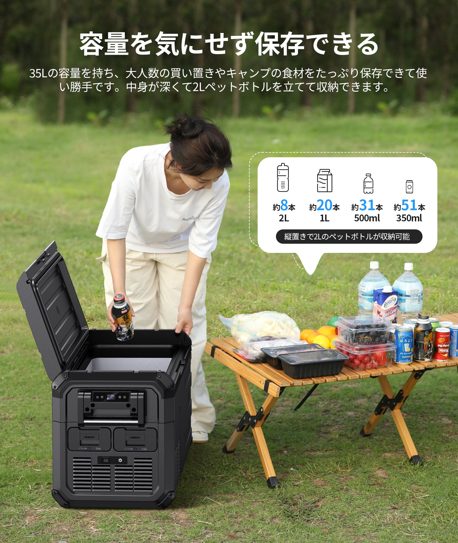 EENOUR 車載冷蔵庫 D35 35L　ポータブル　冷蔵庫　黒　ブラック 車載冷蔵庫D35｜35L – EENOUR