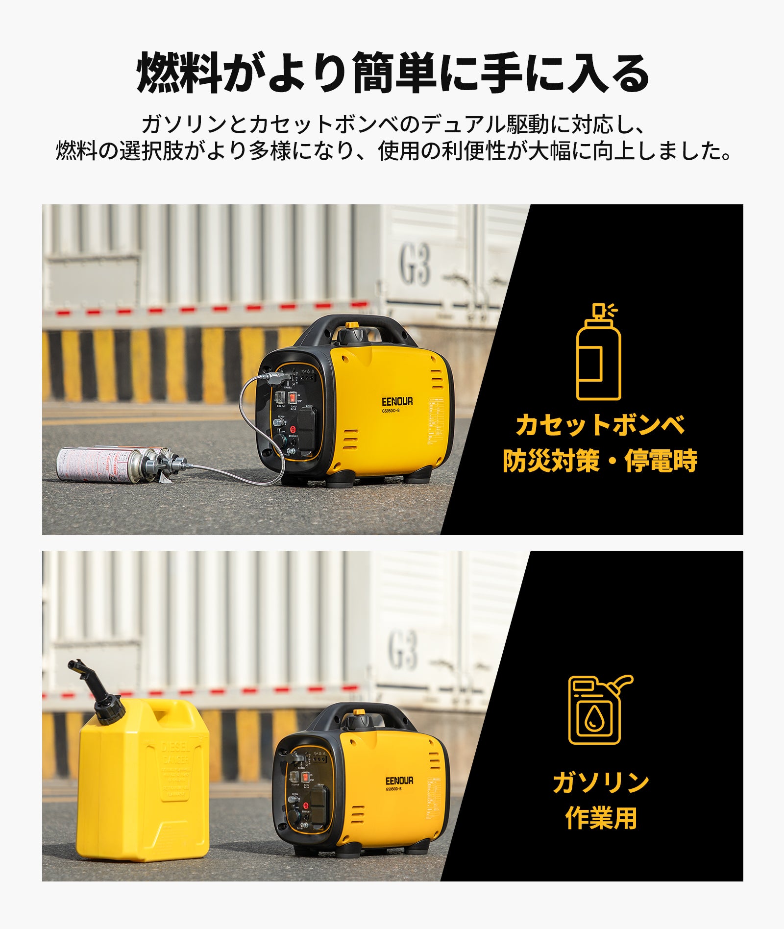 GS950iインバーター発電機 (EENOUR) EENOURインバーター発電機GS950iD-B