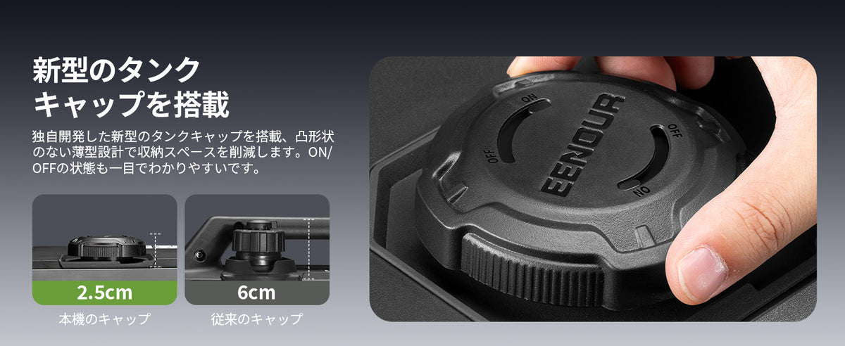 省スペースを実現する、薄型燃料タンクキャップ