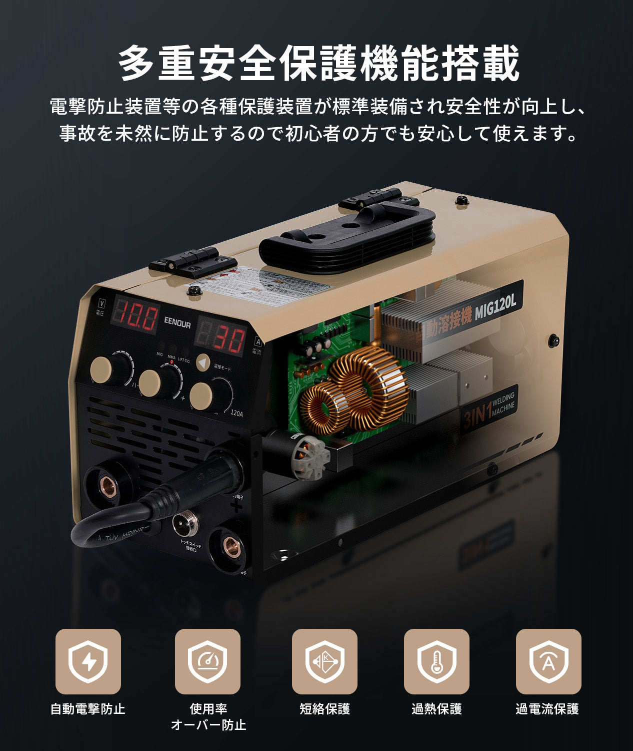 溶接機　動作確認できてます 半自動溶接機MIG120S ベージュ – EENOUR