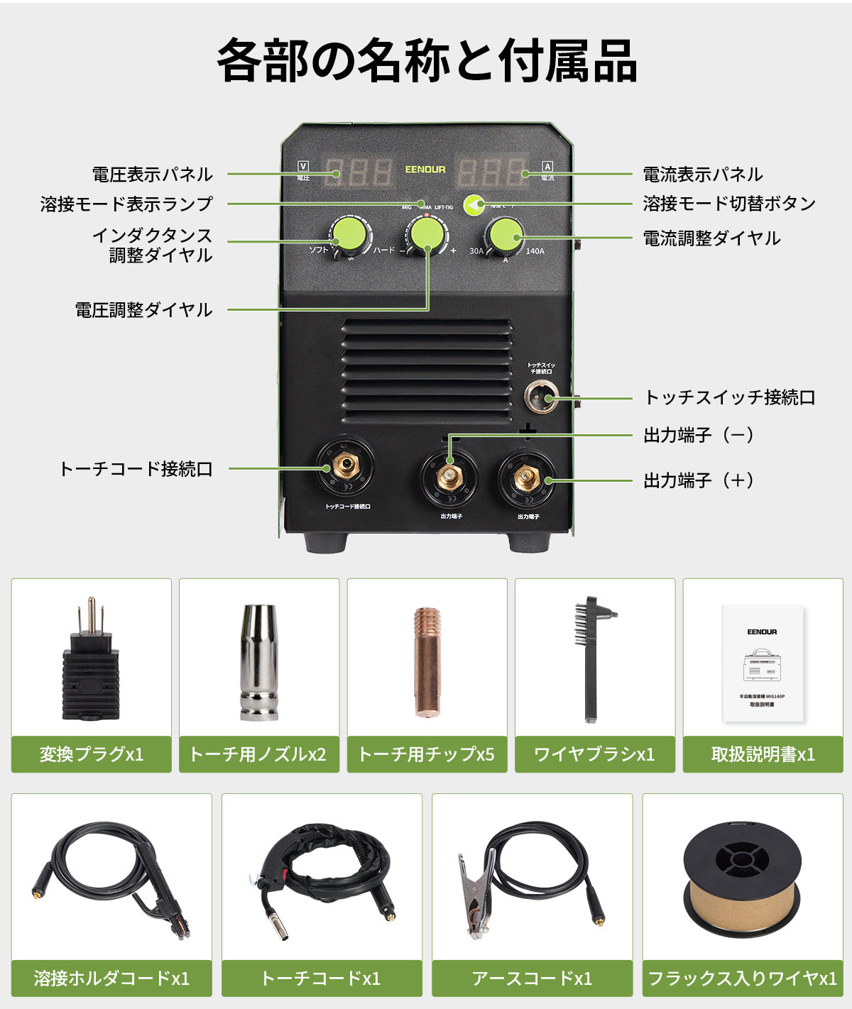 EENOUR半自動溶接機MIG140P