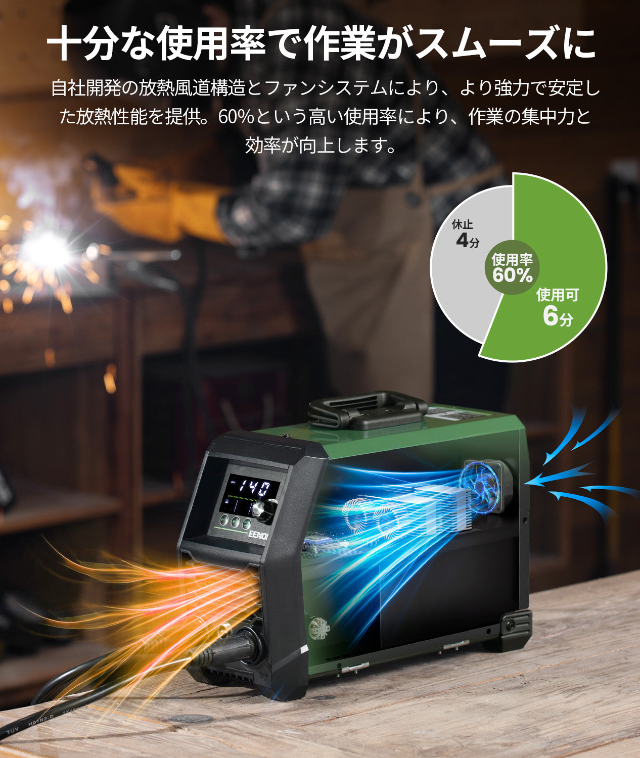夏DIYに！EENOUR半自動溶接機MIG140P+ 100V/200V兼用ノンガス