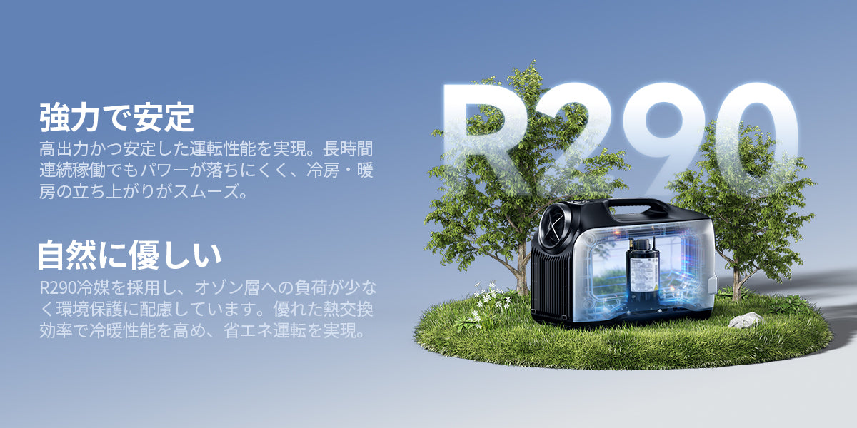 環境にも配慮したR290冷媒採用