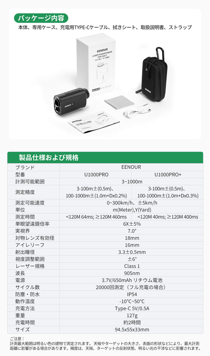 ゴルフレーザー距離計Ultra mini U1000PRO+