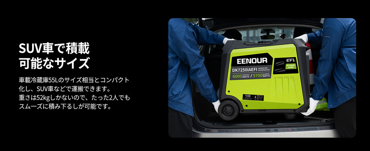 SUV車で積載可能なサイズ｜車載冷蔵庫55L相当のコンパクト設計
