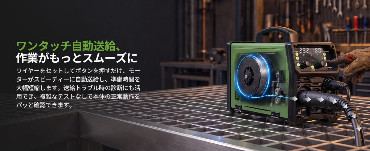 ワンタッチ送給で、作業準備をスムーズに