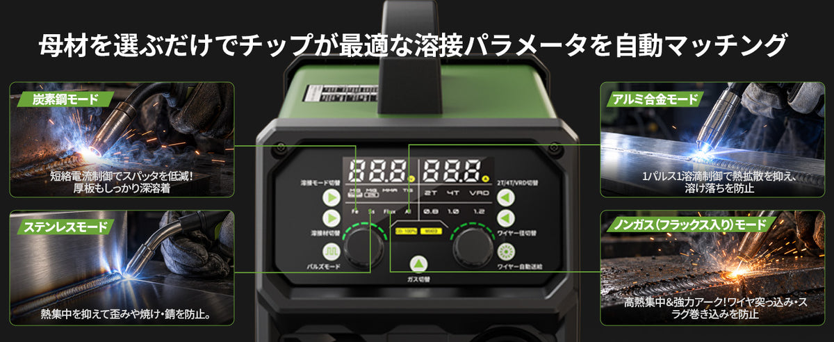 素材に合わせて、溶接条件を自動マッチング